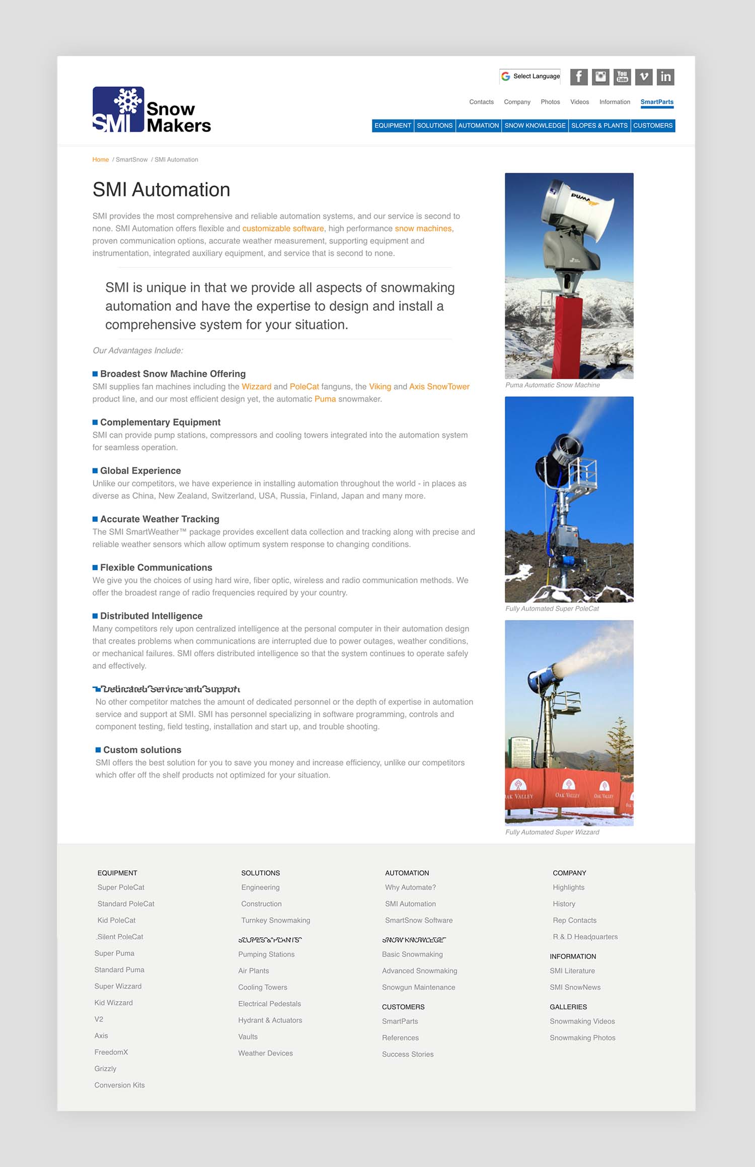 ip SMI SnowMakers website smi automation mockup by Design Direction llc