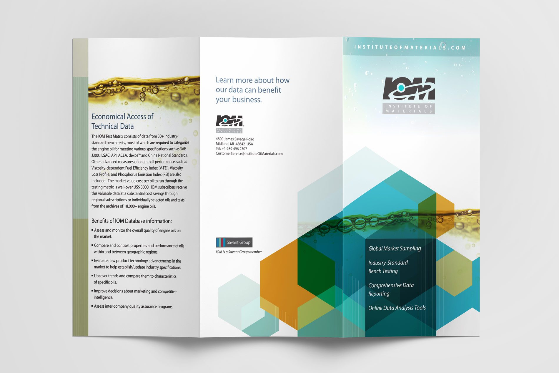 ip IOM InstituteOfMaterials Midland Mi literature brochure mockup by Design Direction ClarkMost