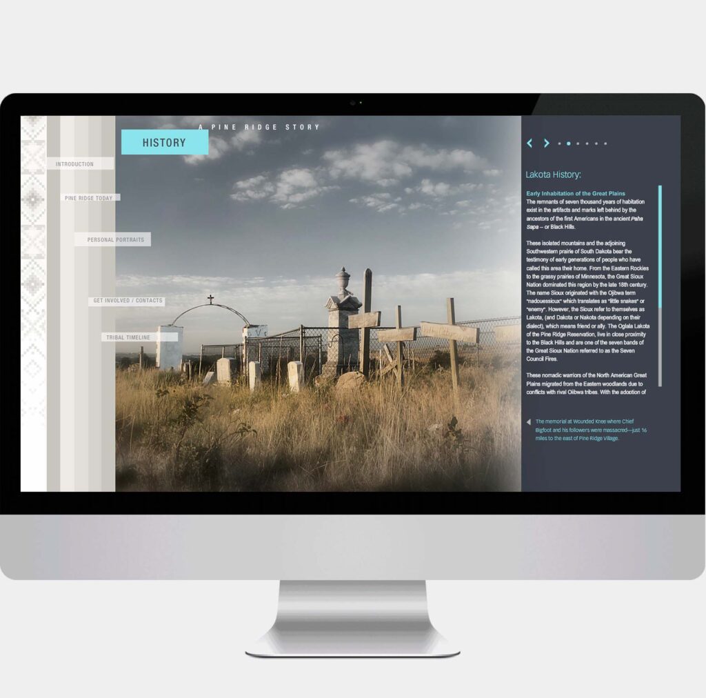 wd Pine Ridge Story Sioux website development by Design Direction llc Clark Most